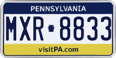 PA license plate MXR8833