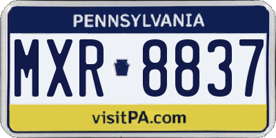 PA license plate MXR8837