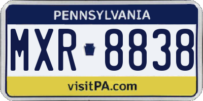 PA license plate MXR8838