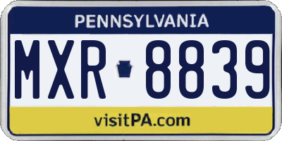 PA license plate MXR8839