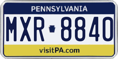 PA license plate MXR8840