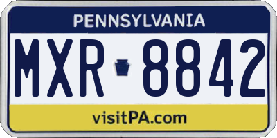 PA license plate MXR8842