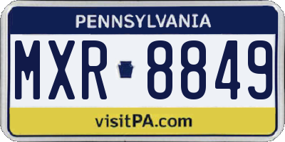 PA license plate MXR8849