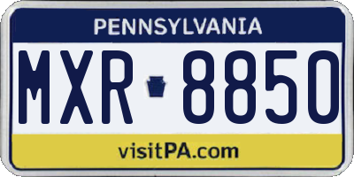 PA license plate MXR8850