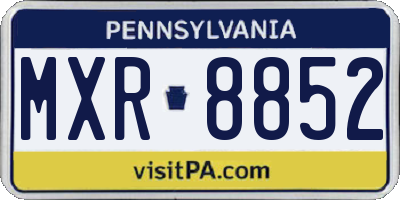 PA license plate MXR8852