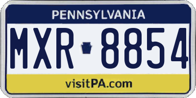 PA license plate MXR8854