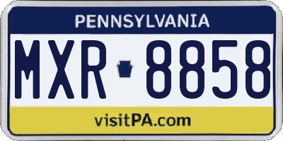 PA license plate MXR8858