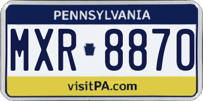 PA license plate MXR8870