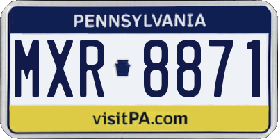 PA license plate MXR8871