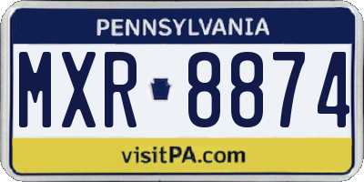 PA license plate MXR8874