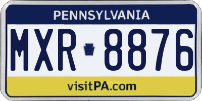 PA license plate MXR8876