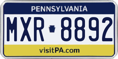 PA license plate MXR8892