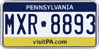 PA license plate MXR8893