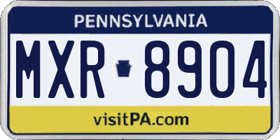 PA license plate MXR8904