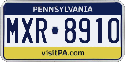 PA license plate MXR8910