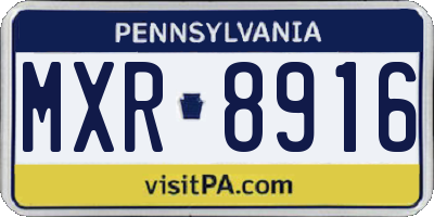 PA license plate MXR8916