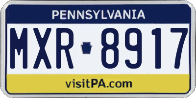 PA license plate MXR8917