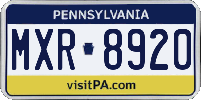 PA license plate MXR8920