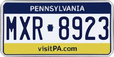 PA license plate MXR8923