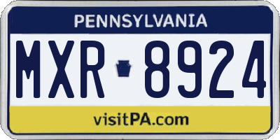 PA license plate MXR8924