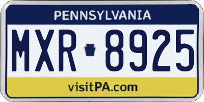 PA license plate MXR8925