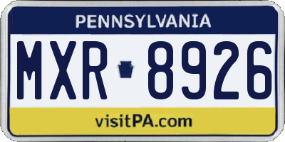 PA license plate MXR8926