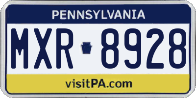 PA license plate MXR8928