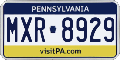 PA license plate MXR8929
