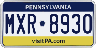 PA license plate MXR8930