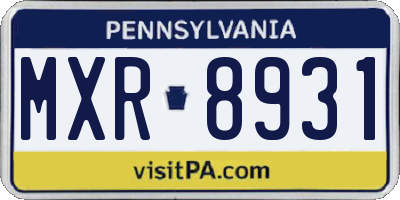 PA license plate MXR8931
