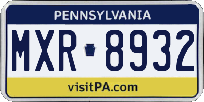 PA license plate MXR8932