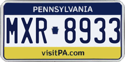 PA license plate MXR8933