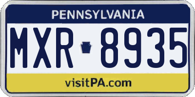 PA license plate MXR8935
