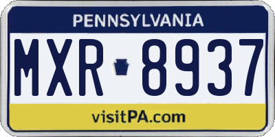 PA license plate MXR8937
