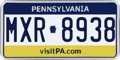 PA license plate MXR8938