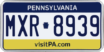 PA license plate MXR8939
