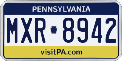PA license plate MXR8942