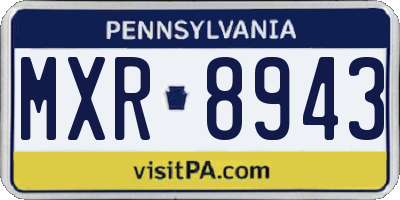 PA license plate MXR8943