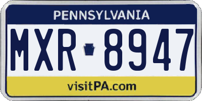 PA license plate MXR8947
