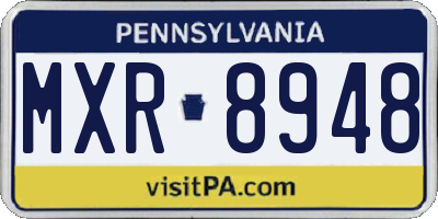 PA license plate MXR8948