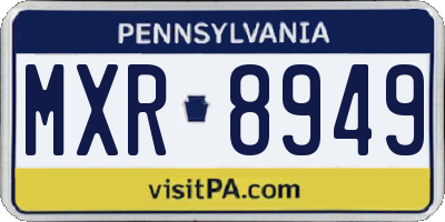 PA license plate MXR8949