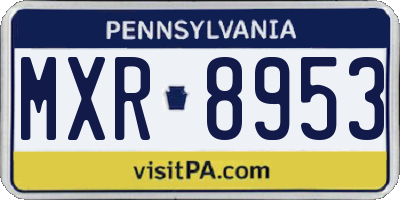 PA license plate MXR8953