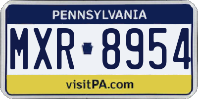 PA license plate MXR8954