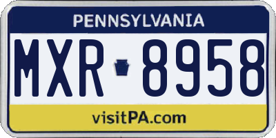 PA license plate MXR8958