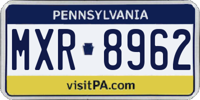 PA license plate MXR8962