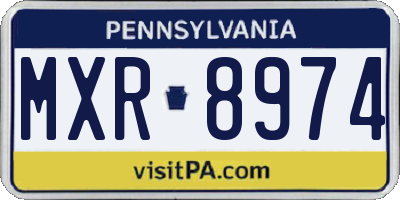 PA license plate MXR8974