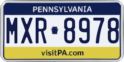 PA license plate MXR8978