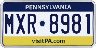 PA license plate MXR8981