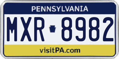 PA license plate MXR8982