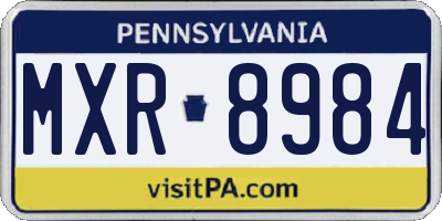 PA license plate MXR8984